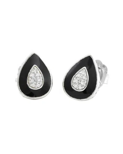 Diamond Select Cuts Silver 0.06 Ct. Tw. Diamond Earrings In Black