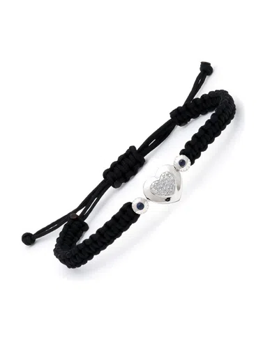 Diamond Select Cuts Silver 0.06 Ct. Tw. Diamond Heart Bracelet In Black