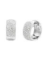 Diamond Select Cuts Silver 0.06 Ct. Tw. Diamond Small Hug Hoops In Silver