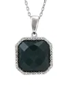 Diamond Select Cuts Silver 0.07 Ct. Tw. Diamond & Green Agate Pendant