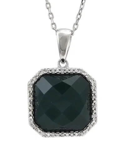 Diamond Select Cuts Silver 0.07 Ct. Tw. Diamond & Green Agate Pendant
