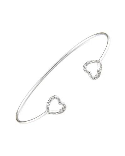 Diamond Select Cuts Silver 0.07 Ct. Tw. Diamond Heart Bangle Bracelet In Gray