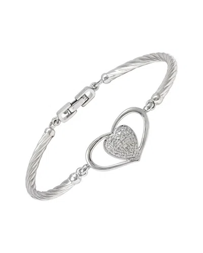 Diamond Select Cuts Silver 0.08 Ct. Tw. Diamond Heart Bangle Bracelet