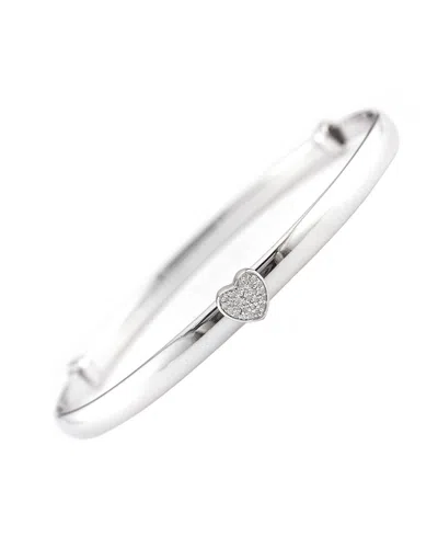 Diamond Select Cuts Silver 0.08 Ct. Tw. Diamond Heart Bangle Bracelet In Metallic