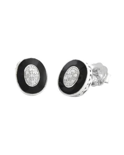 Diamond Select Cuts Silver 0.09 Ct. Tw. Diamond Earrings In Black
