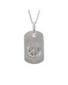Diamond Select Cuts Silver 0.09 Ct. Tw. Diamond Peace Dog Tag Necklace In Metallic