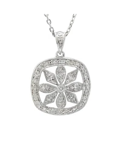 Diamond Select Cuts Silver 0.1 Ct. Tw. Diamond Flower Necklace