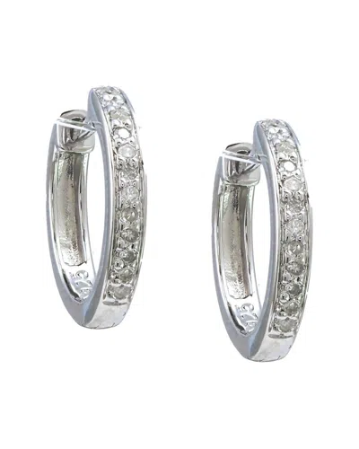 Diamond Select Cuts Silver 0.1 Ct. Tw. Diamond Hoops In Gray
