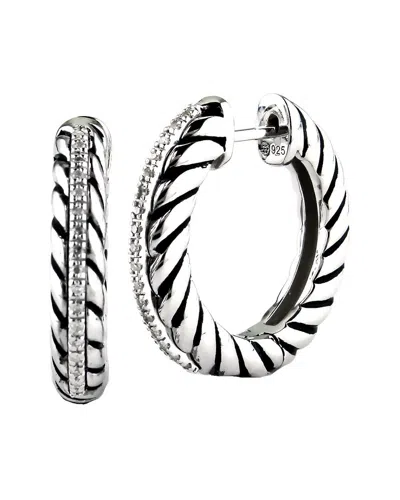 Diamond Select Cuts Silver 0.11 Ct. Tw. Diamond Hoops In Metallic