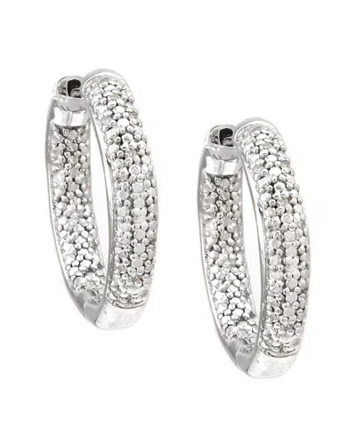 DIAMOND SELECT CUTS SILVER 0.11 CT. TW. DIAMOND IN & OUT HOOPS