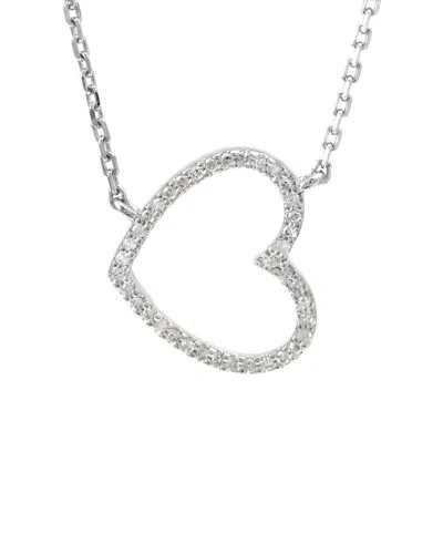 Diamond Select Cuts Silver 0.12 Ct. Tw. Diamond Sideways Heart Necklace