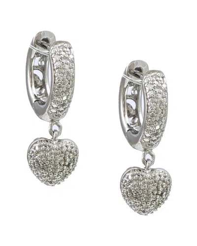 DIAMOND SELECT CUTS SILVER 0.15 CT. TW. DIAMOND HEART EARRINGS