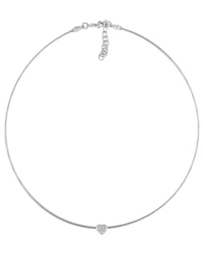 Diamond Select Cuts Silver & Stainless Steel 0.03 Ct. Tw. Diamond Necklace In No Color