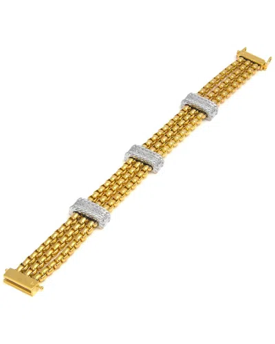 Diamond Select Cuts Silver & Stainless Steel 0.05 Ct. Tw. Diamond Bracelet In Gold