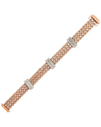 Diamond Select Cuts Silver & Stainless Steel 0.05 Ct. Tw. Diamond Bracelet In Gold
