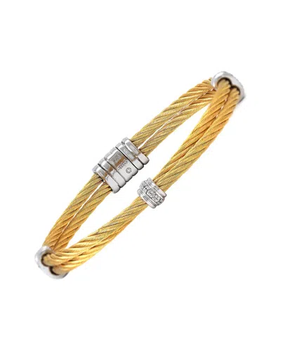 Diamond Select Cuts Silver & Stainless Steel 0.06 Ct. Tw. Diamond Bangle In No Color