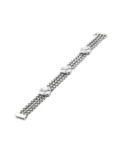 Diamond Select Cuts Silver & Stainless Steel 0.06 Ct. Tw. Diamond Bracelet In White