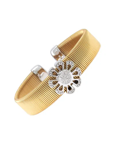 Diamond Select Cuts Silver & Stainless Steel 0.07 Ct. Tw. Diamond Bangle In No Color