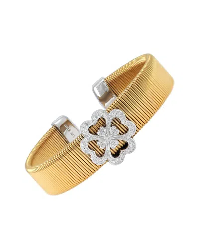 Diamond Select Cuts Silver & Stainless Steel 0.10 Ct. Tw. Diamond Bangle Bracelet In Gold