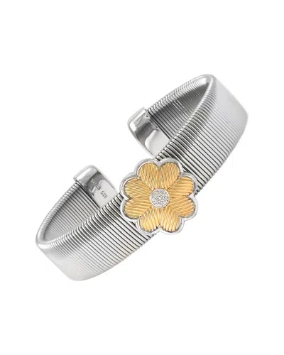 Diamond Select Cuts Silver & Steel 0.03 Ct. Tw. Diamond Bangle Bracelet