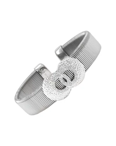 Diamond Select Cuts Silver & Steel 0.05 Ct. Tw. Diamond Bangle Bracelet In Metallic