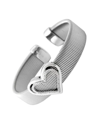 Diamond Select Cuts Silver & Steel 0.05 Ct. Tw. Diamond Heart Bangle Bracelet