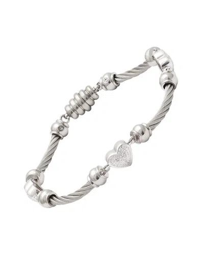Diamond Select Cuts Silver & Steel 0.06 Ct. Tw. Diamond Heart Bracelet