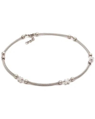 Diamond Select Cuts Silver & Steel 0.06 Ct. Tw. Diamond X Necklace