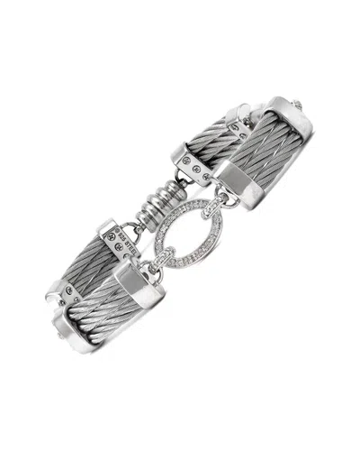 Diamond Select Cuts Silver & Steel 0.08 Ct. Tw. Diamond Bracelet In Metallic