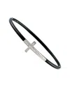 Diamond Select Cuts Silver & Steel 0.08 Ct. Tw. Diamond Cross Bangle Bracelet