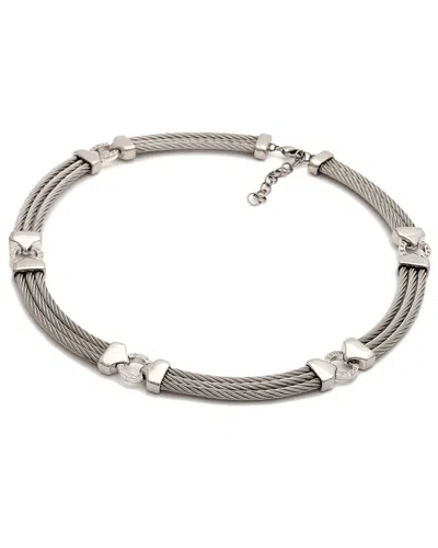 Diamond Select Cuts Silver & Steel 0.08 Ct. Tw. Diamond Necklace