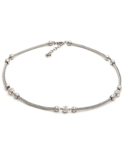 Diamond Select Cuts Silver & Steel 0.08 Ct. Tw. Diamond Necklace
