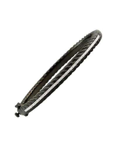 DIAMOND SELECT CUTS SILVER & STEEL 0.1 CT. TW. DIAMOND BANGLE BRACELET