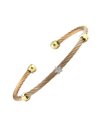 DIAMOND SELECT CUTS STAR 14K & STAINLESS STEEL 0.02 CT. TW. DIAMOND BANGLE BRACELET