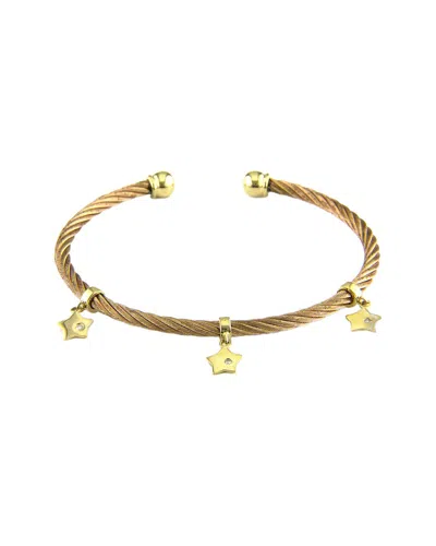 Diamond Select Cuts Star 14k & Stainless Steel 0.03 Ct. Tw. Diamond Bangle Bracelet In Gold