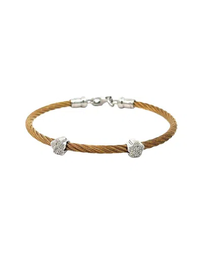 Diamond Select Cuts Star Silver & Stainless Steel 0.04 Ct. Tw. Diamond Bangle Bracelet In Gold