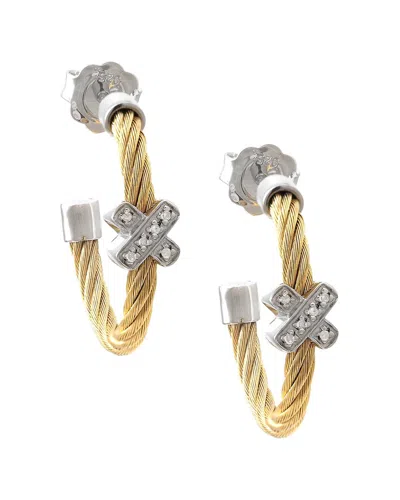 Diamond Select Cuts X Silver & Stainless Steel 0.03 Ct. Tw. Diamond Earrings In Gold