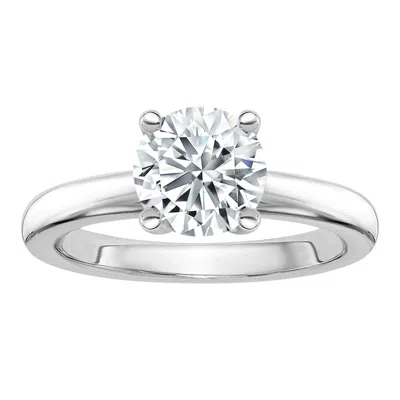 DIAMOND2DEAL 1 CT ROUND LAB GROWN DIAMOND SOLITAIRE ENGAGEMENT RING 14K WHITE GOLD