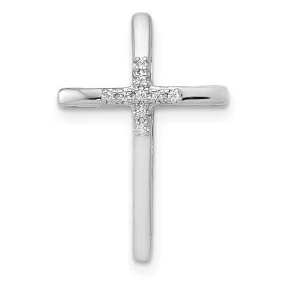 Diamond2deal 10k Gold .03ct. Diamond Cross Chain Slide Pendant In White