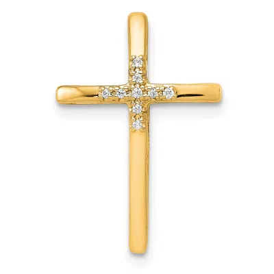 Diamond2deal 10k Gold .03ct. Diamond Cross Chain Slide Pendant In Yellow