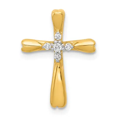 Diamond2deal 10k Gold 1/20ct. 5-stone Diamond Cross Chain Slide Pendant In Yellow