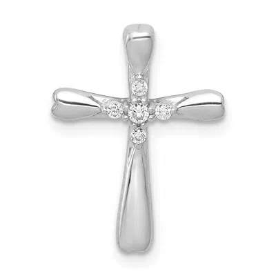 Diamond2deal 10k Gold 1/20ct. 5-stone Diamond Cross Chain Slide Pendant In Silver
