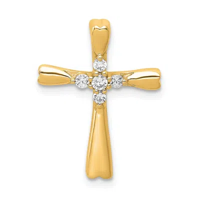 Diamond2deal 10k Gold 1/6ct. 5-stone Diamond Cross Chain Slide Pendant In Yellow