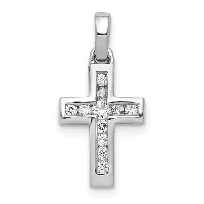 Diamond2deal 10k Gold 1/6ct. Diamond Latin Cross Pendant In White