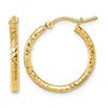 Diamond2deal 14k Yellow Gold Diamond-cut 2x20mm Round Tube Hoop Earrings In Gold