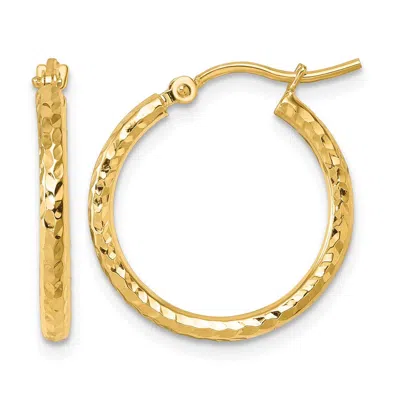 DIAMOND2DEAL 10K GOLD DIAMOND-CUT 2MM ROUND TUBE HOOP EARRINGS