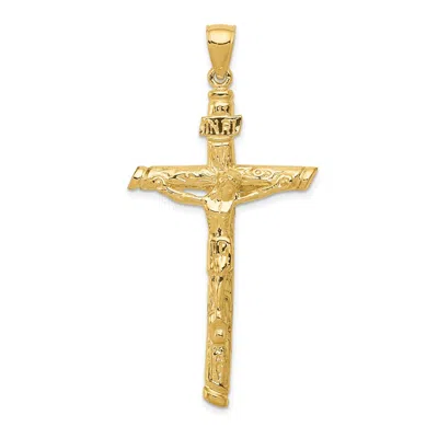 Diamond2deal 10k Gold Inri Crucifix Pendant In Yellow