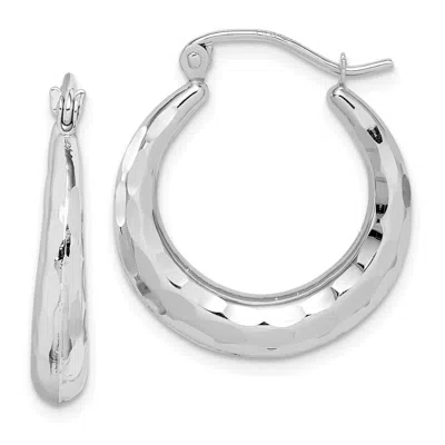Diamond2deal 10k Gold Polished & Diamond Cut Fancy Hoop Earrings In Neutral