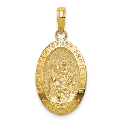 Diamond2deal 10k Gold Saint Christopher Medal Pendant In Yellow