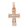 Diamond2deal 10k Gold Small 1/20ct. Diamond Latin Cross Pendant In Pink